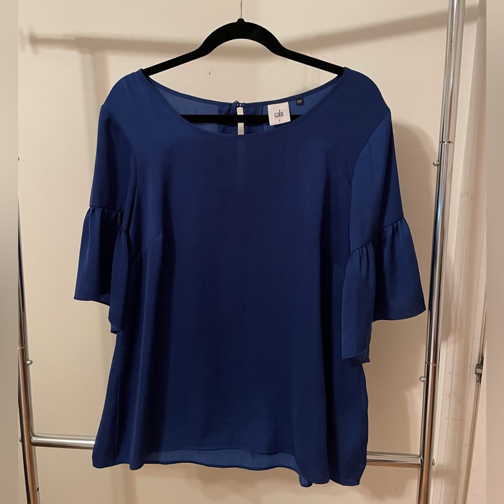 CAbi Blue Boxy Blouse Relaxed Fit